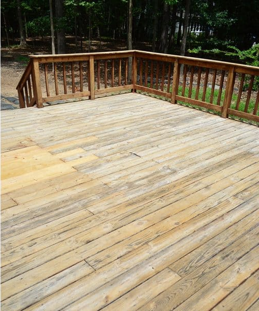 Wood Deck after pressure washing